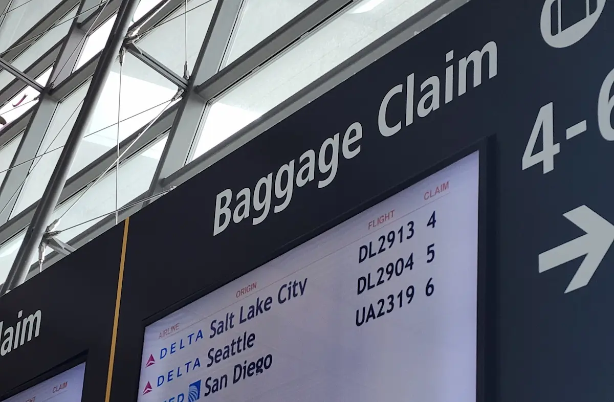 San Diego International Airport baggage claim monitor
