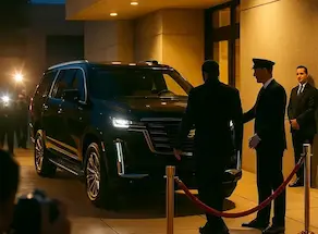 Talent arriving via private entrance